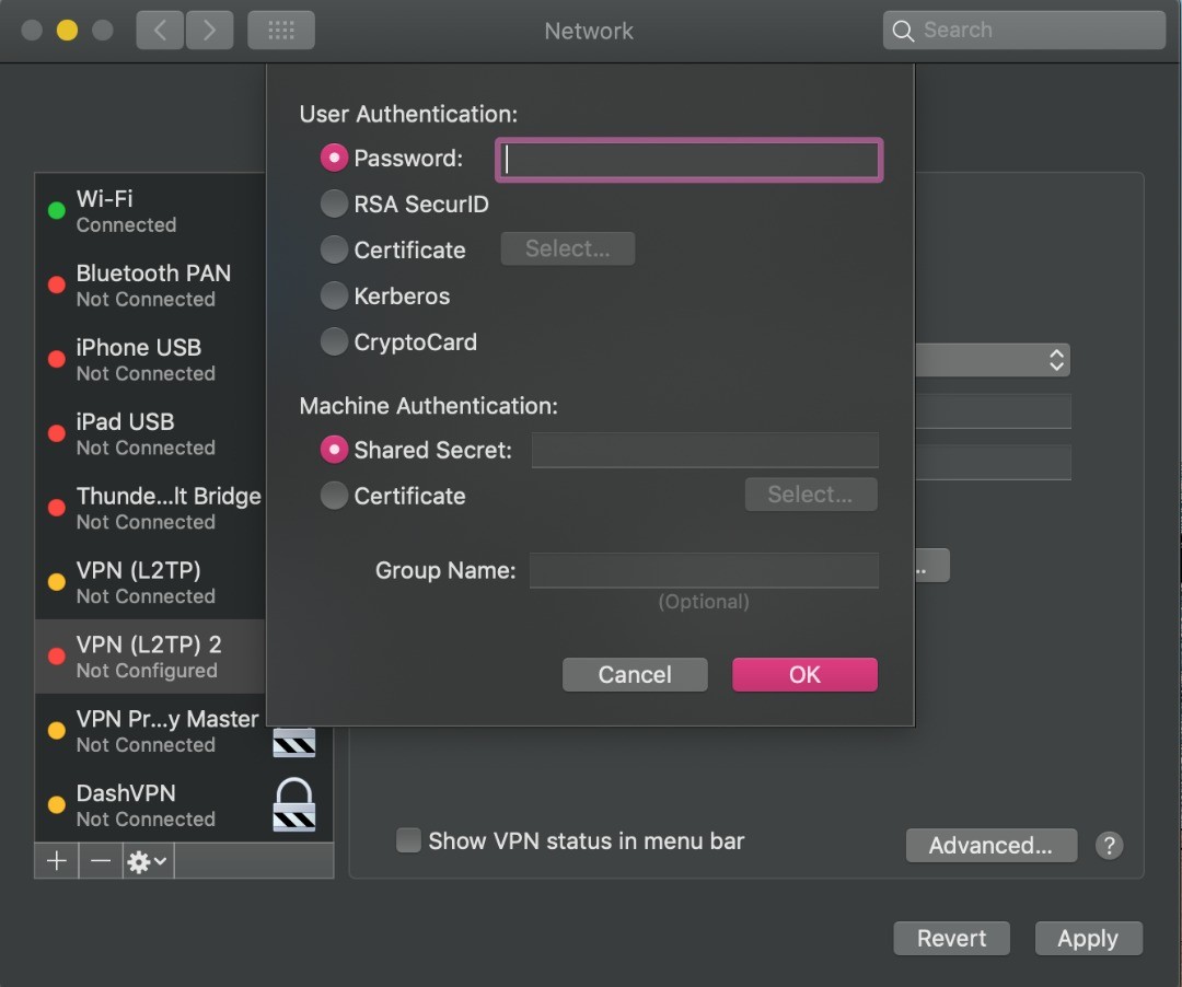 کانکشن l2tp برای مک